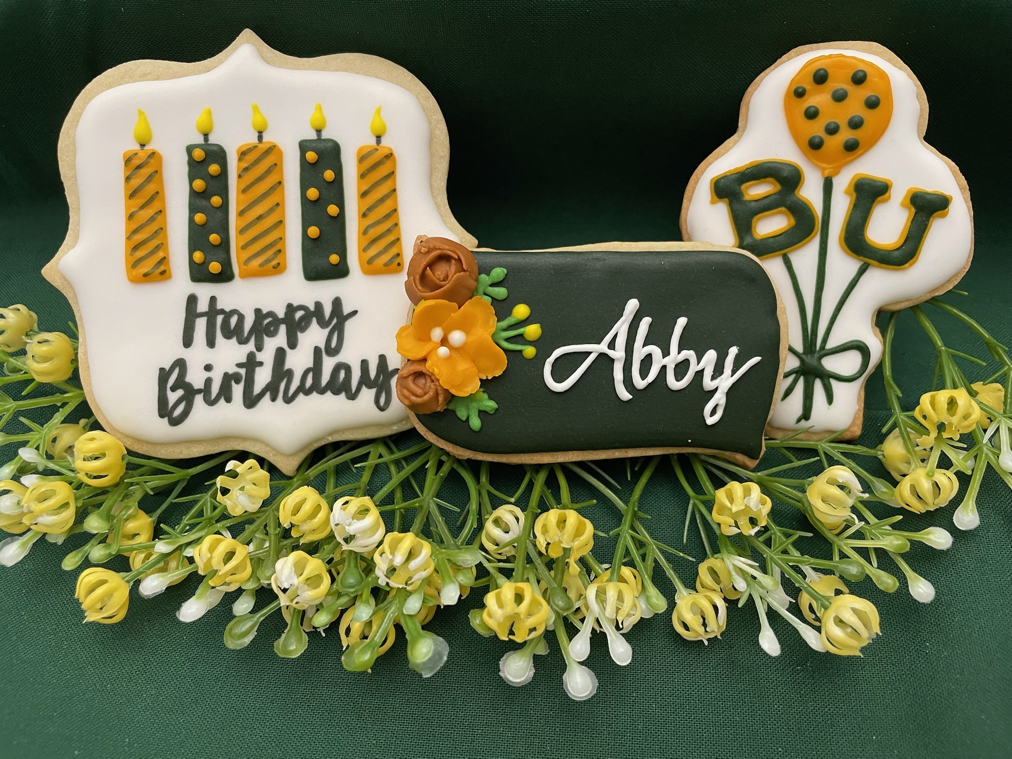 Birthday party cookies with colorful decorations